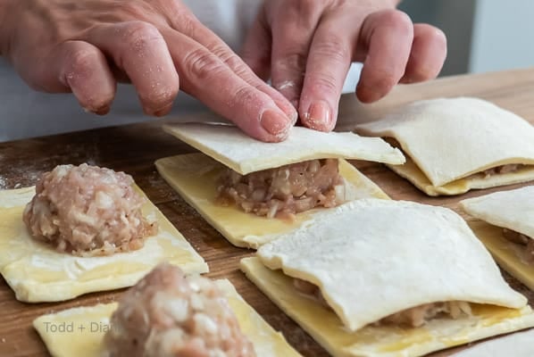 adding top with pastry dough