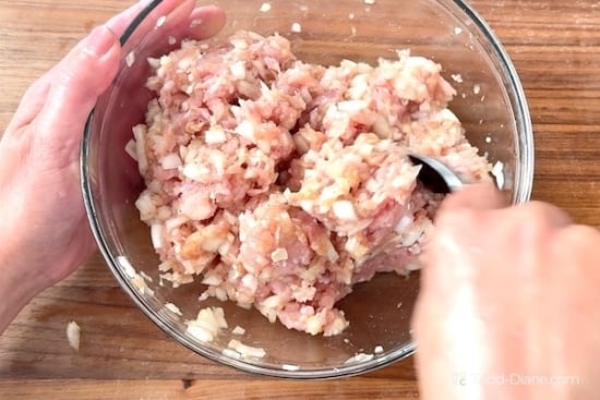 Mixing meat filling