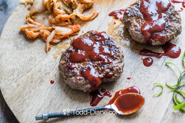 gochujang sauce on korean burger patty