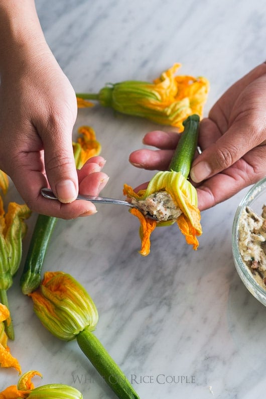 Vietnamese Pork Stuffed Zucchini Flowers