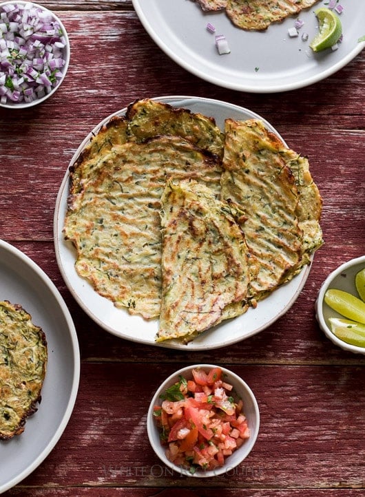 Healthy Zucchini Tortillas Recipe or Zucchini Soft Taco Shells on a plate